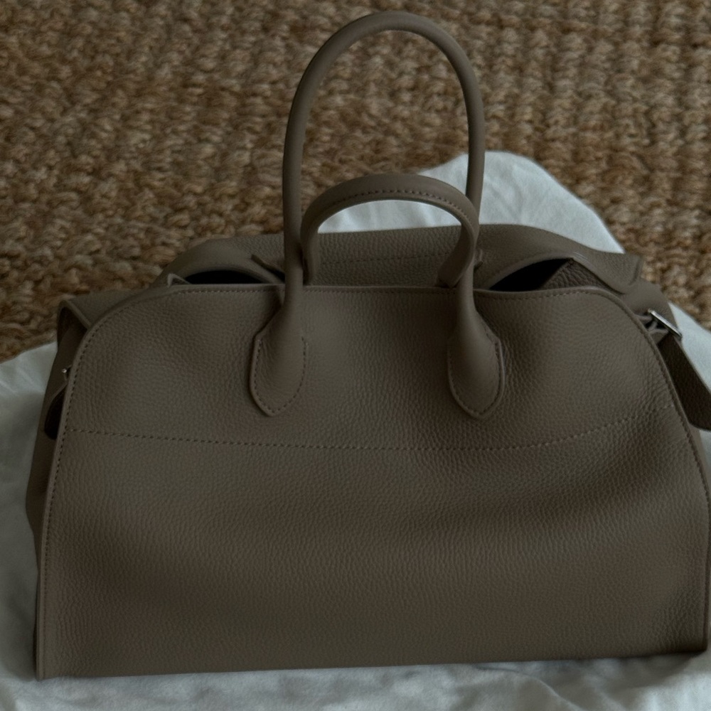 The Row Dark Taupe Margaux 15 Leather Bag *NEW WITH TAGS*
